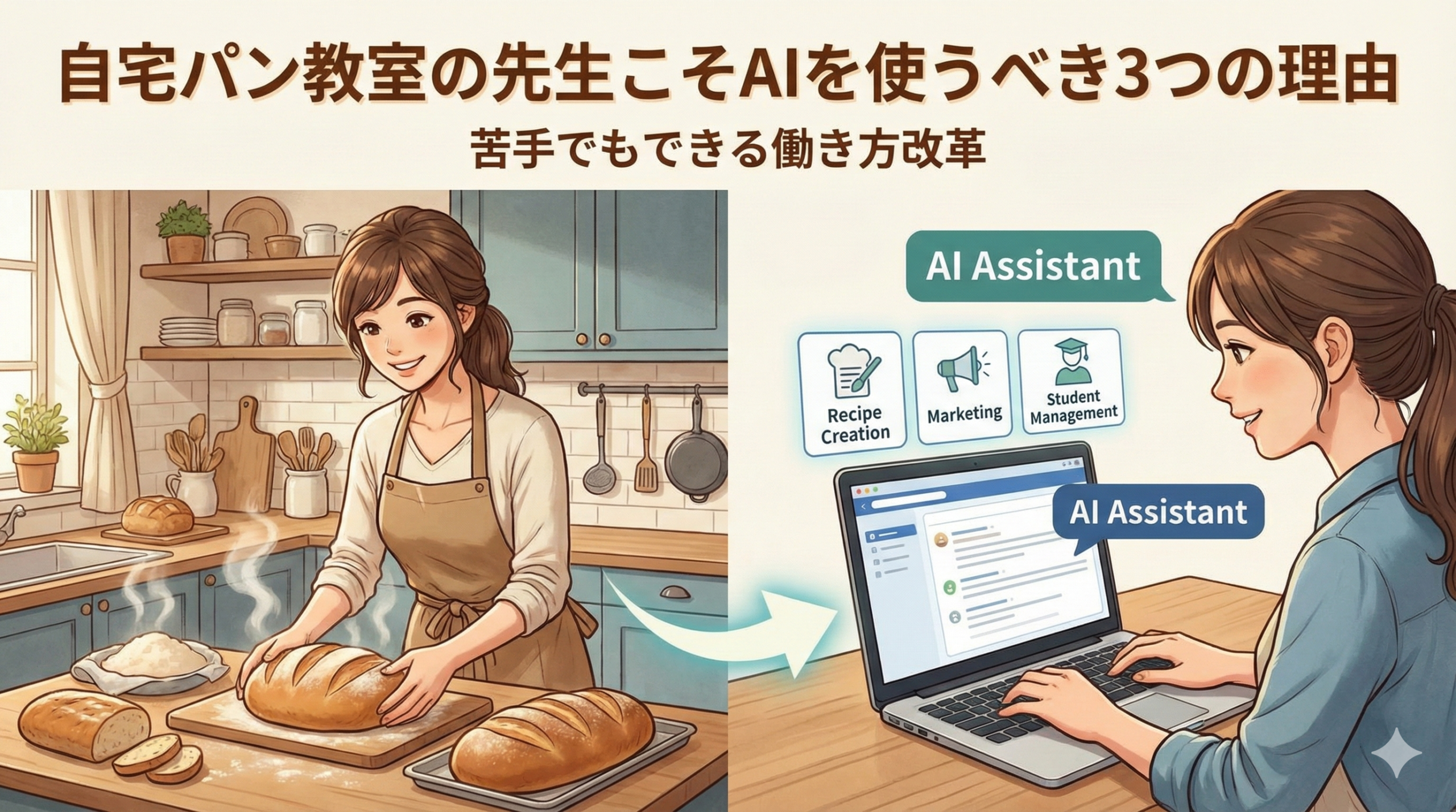 自宅パン教室の先生こそAIを使うべき3つの理由｜苦手でもできる働き方改革